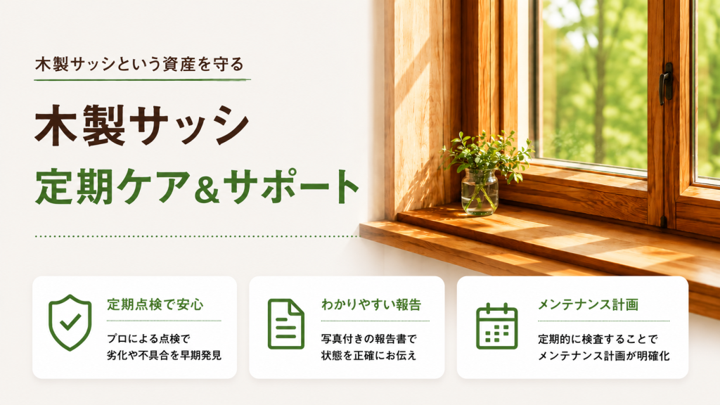 木製サッシ定期ケア&サポート 木製サッシという大切な資産を守るための定期点検とメンテナンスサービス